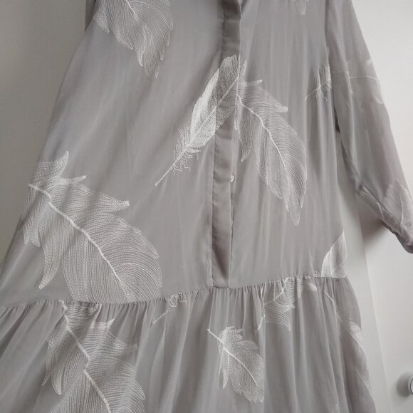 sheer drop waist embroidered feathers shirtdress NWOT - Picture 3 of 11